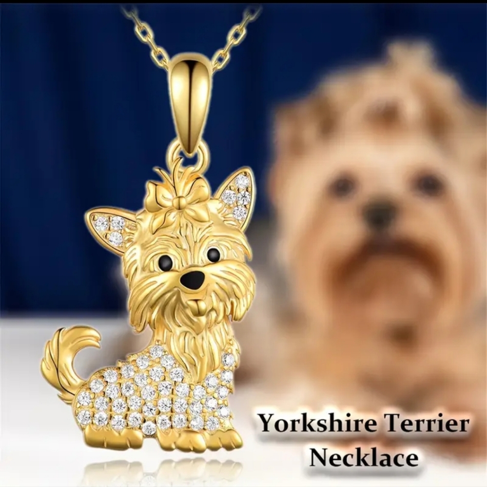 NEW! Cubic Zirconia Yorkie with Bow🎀 Keychain/Bag 🎒👜 Charm & Pendant ~ 🐾 🐕
